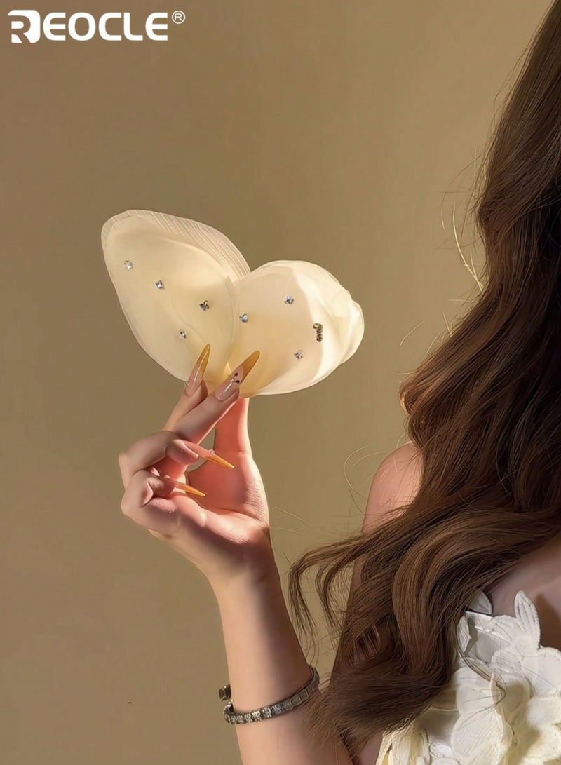 REOCLE Women's Heart-Shaped Hair Claw with Decorative Accents Elegant Large-Size Hair Accessory Versatile Styling Clip for Daily & Occasion Use - Image 2