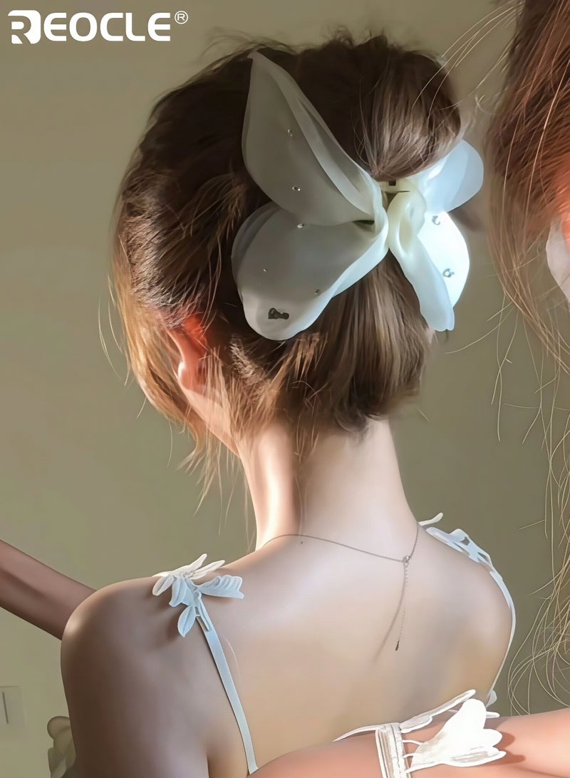 REOCLE Women's Butterfly-Shaped Hair Claw with Decorative Accents Elegant Large-Size Hair Accessory Versatile Styling Clip for Daily & Occasion Use - Image 5