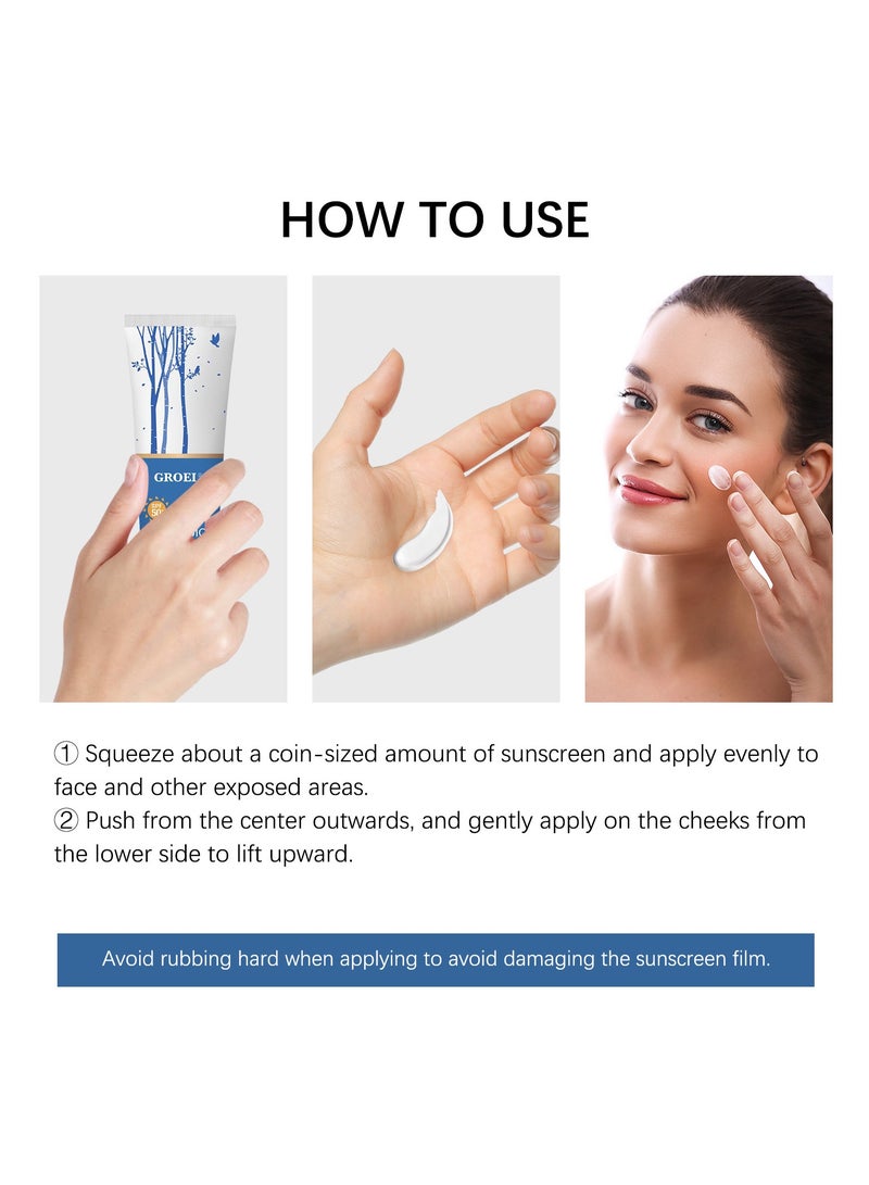 GROEI Birch Juice Moisturizing Sunscreen, Upgrade SPF50 Birch Juice Hydrating Essence Face Sunscreen, Moisturizing Korean Skin Care, Strong UV Protection, Water Resistant 50ml - Image 5