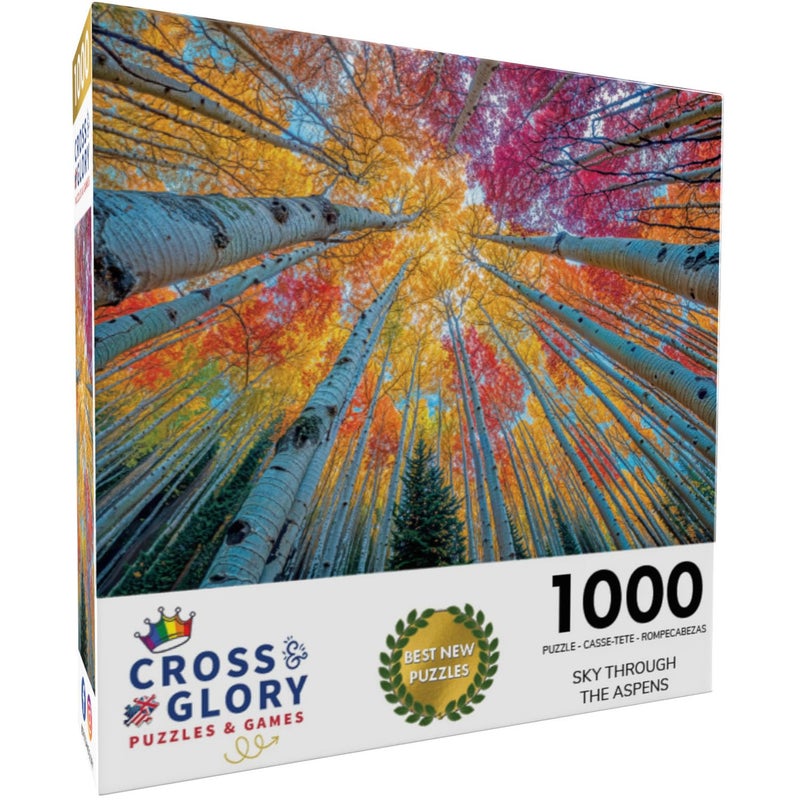 Cross & Glory â€“ Sky Through The Aspens â€“ 1000 Piece Jigsaw Puzzle for Adults | Golden Autumn Forest Puzzle | Vibrant Fall Nature Artwork | Premium Ribbon-Cut Puzzle with Satin Finish - Image 3