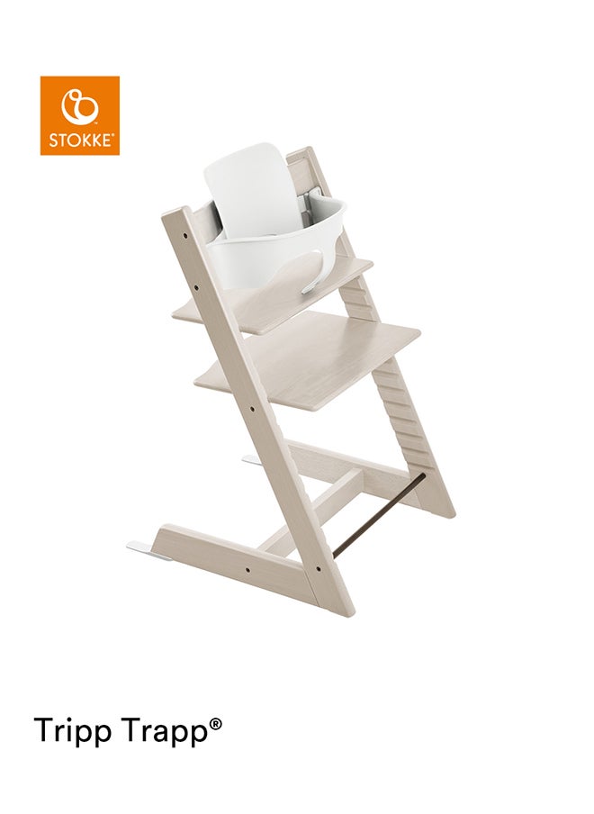 STOKKE Tripp Trapp Chair + Tripp Trapp Newborn Set ( Grey ) Cozy, Safe And Simple To Usebaby Chair For Newborns Up To 20 Lbs /9 Kg White Wash  - Image 2