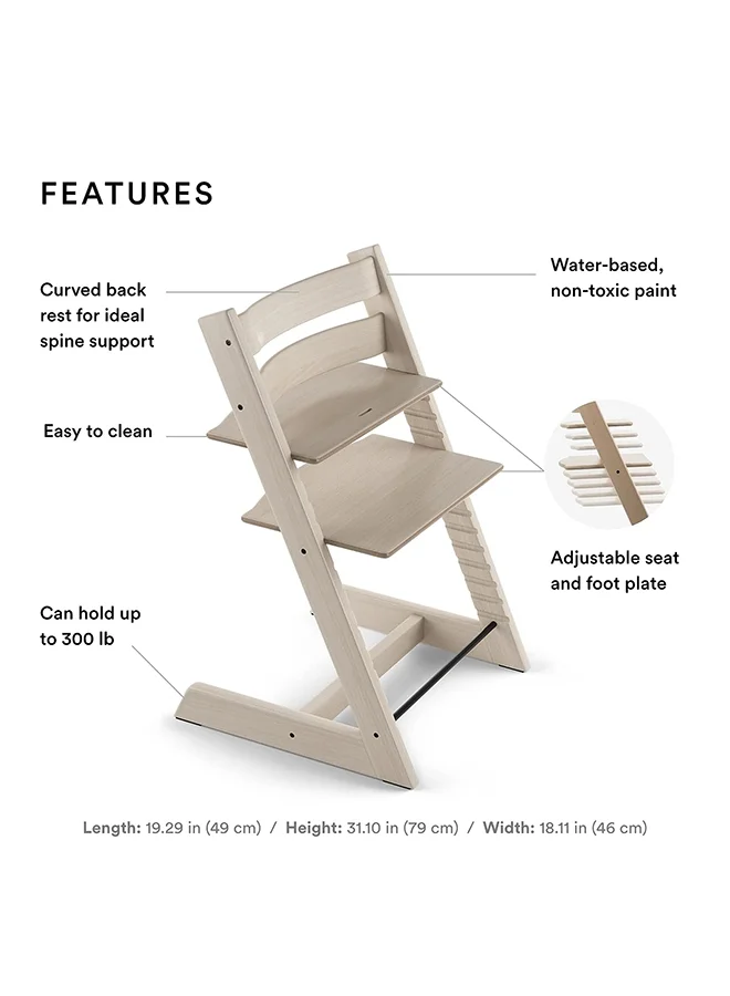 STOKKE Tripp Trapp Chair + Tripp Trapp Newborn Set ( Grey ) Cozy, Safe And Simple To Usebaby Chair For Newborns Up To 20 Lbs /9 Kg White Wash
