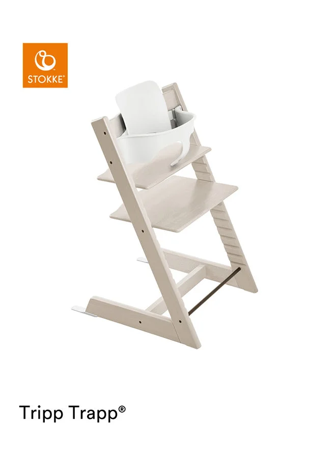 ستوك Tripp Trapp Chair + Tripp Trapp Newborn Set ( Grey ) Cozy, Safe And Simple To Usebaby Chair For Newborns Up To 20 Lbs /9 Kg White Wash