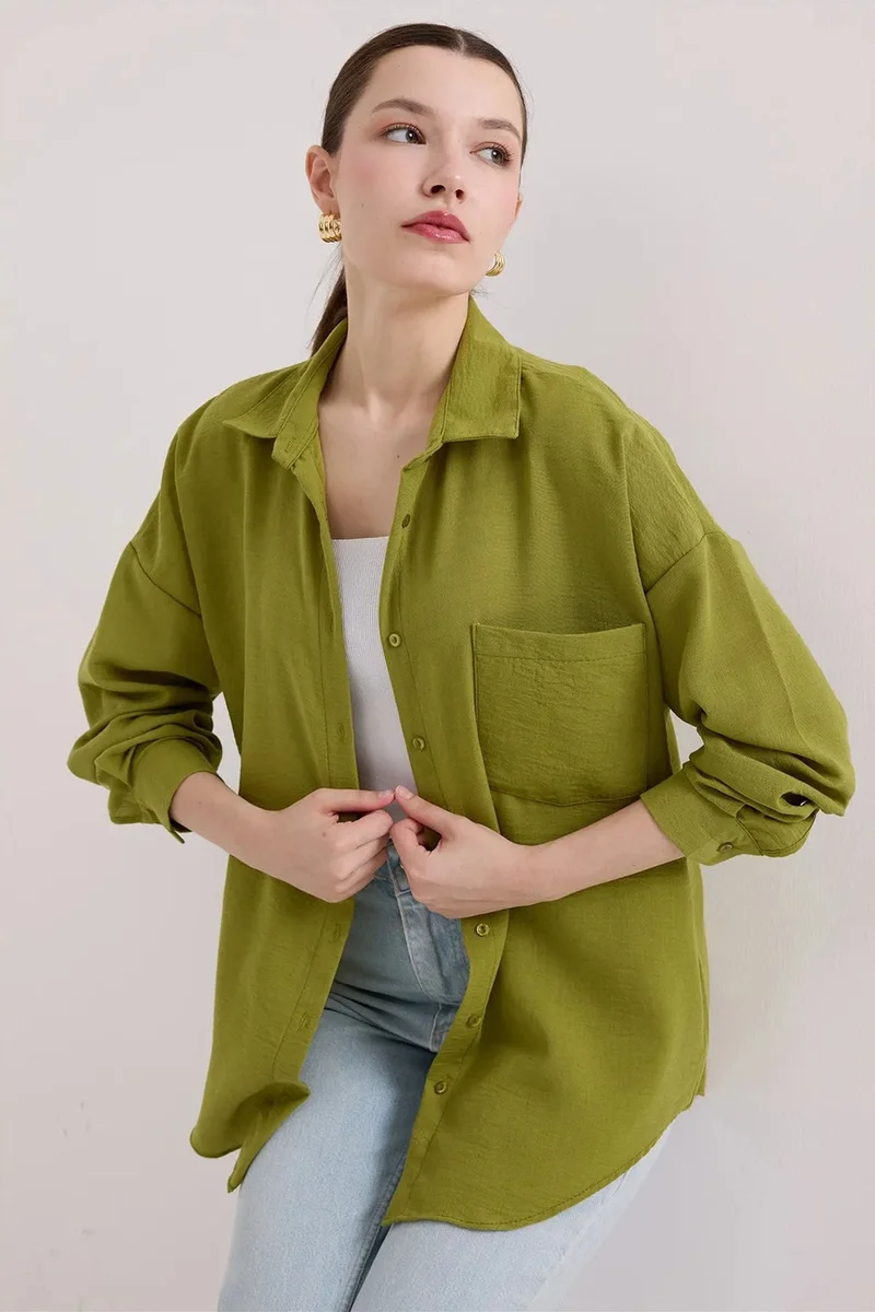 Big Dart BDART Linen Blended Shirt with Button Closure