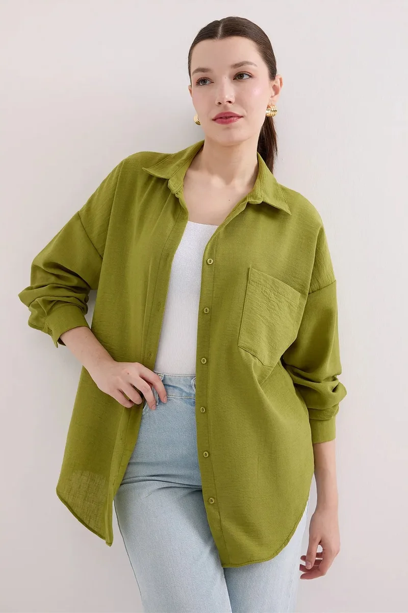 Big Dart BDART Linen Blended Shirt with Button Closure