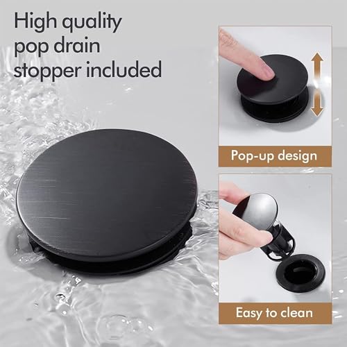 Fransiton Oil Rubbed Bronze Waterfall Bathroom Faucet Lavatory Single Handle 1 or 3 Hole Bathroom Sink Faucet Washbasin Faucet with Deck and Pop-up Drain (Short, Oil Rubbed Bronze) - Image 5