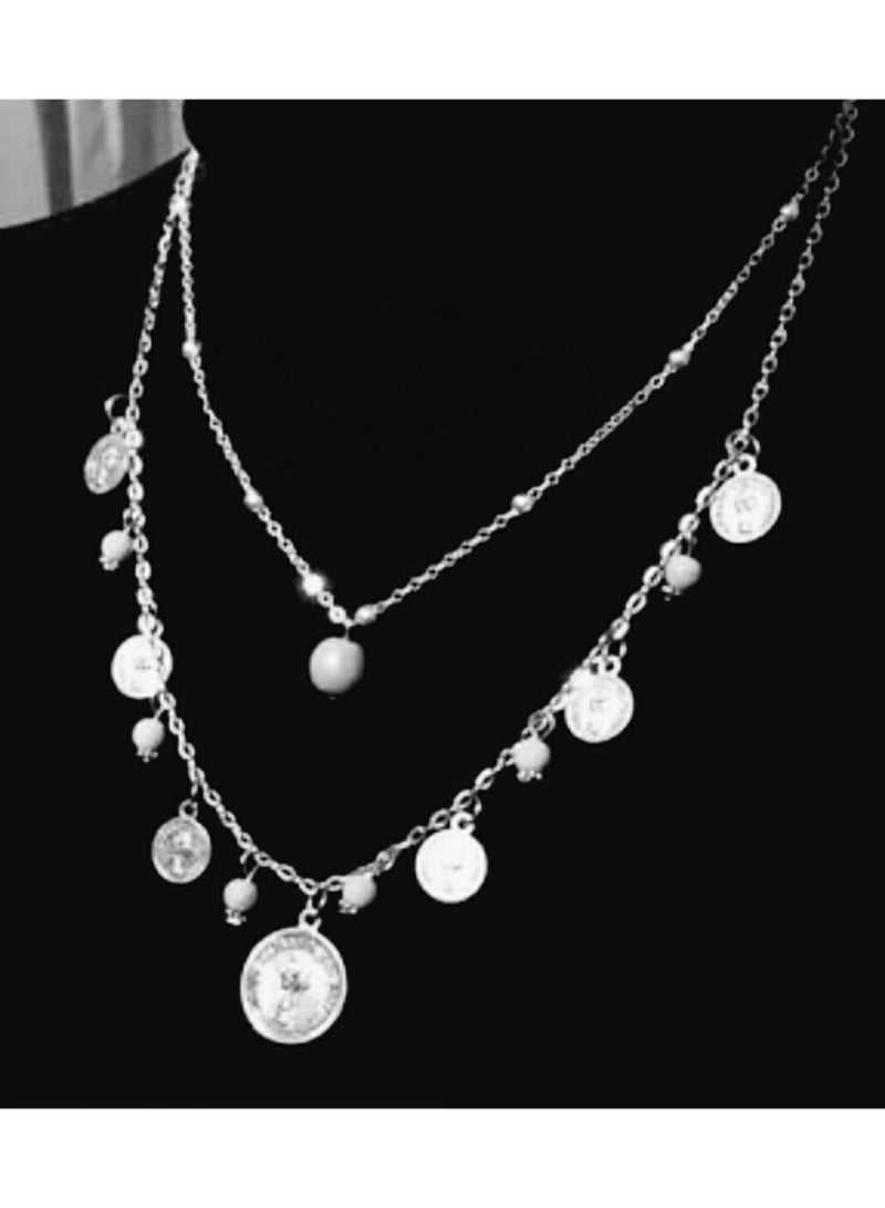 اكسوارات ار ايه عقد حريمي من سلسة فضي (كوينز) مع لؤلؤ اوف وايت - Image 1