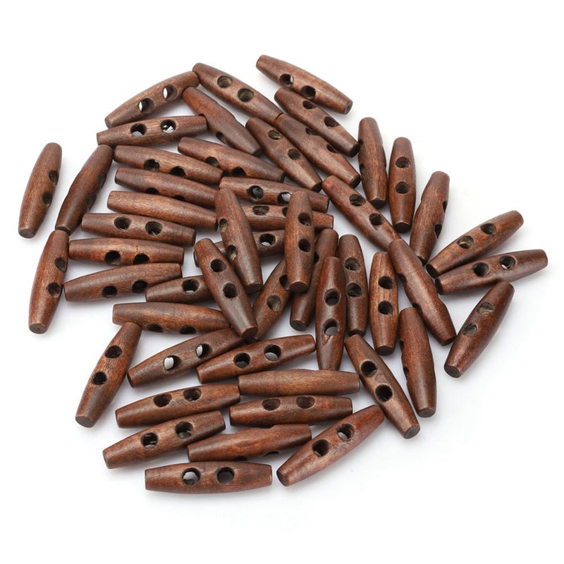 50Pcs Dark Coffee Sewing 2 Holes Wood Buttons DIY Coat Clothes Accessories Decoration - Image 3