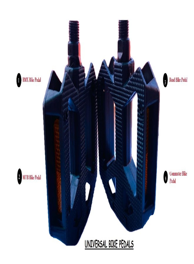Wavva طقم دواسات دراجة هوائية من بلاستيك ABS (PVC) من Wavva®، مناسب للدراجات الجبلية، دراجات كبار السن، مقاس واحد، مع محور فولاذي، مناسب لجميع أنواع الدراجات (أسود). نحن نتعامل فقط مع المنتجات عالية الجودة. (دواسة منقطة) - Image 2