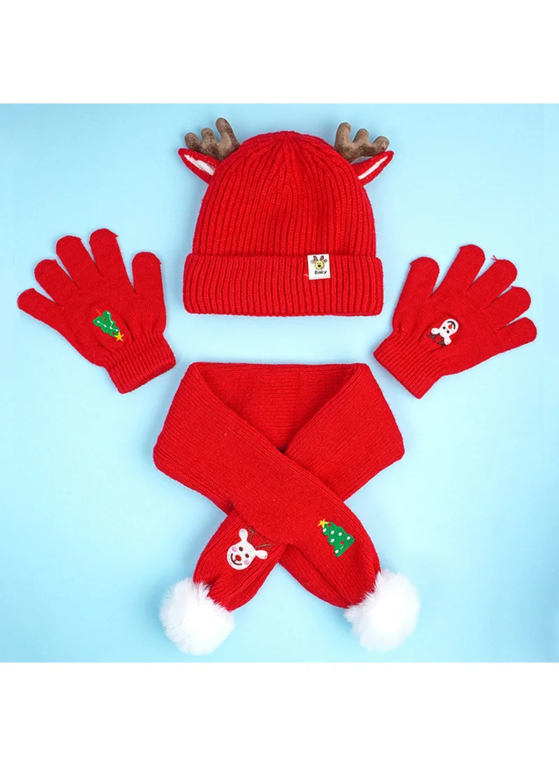 LITTLE SURPRISE BOX 3Pcs Christmas Themed Winter Cap Mufflers And Gloves