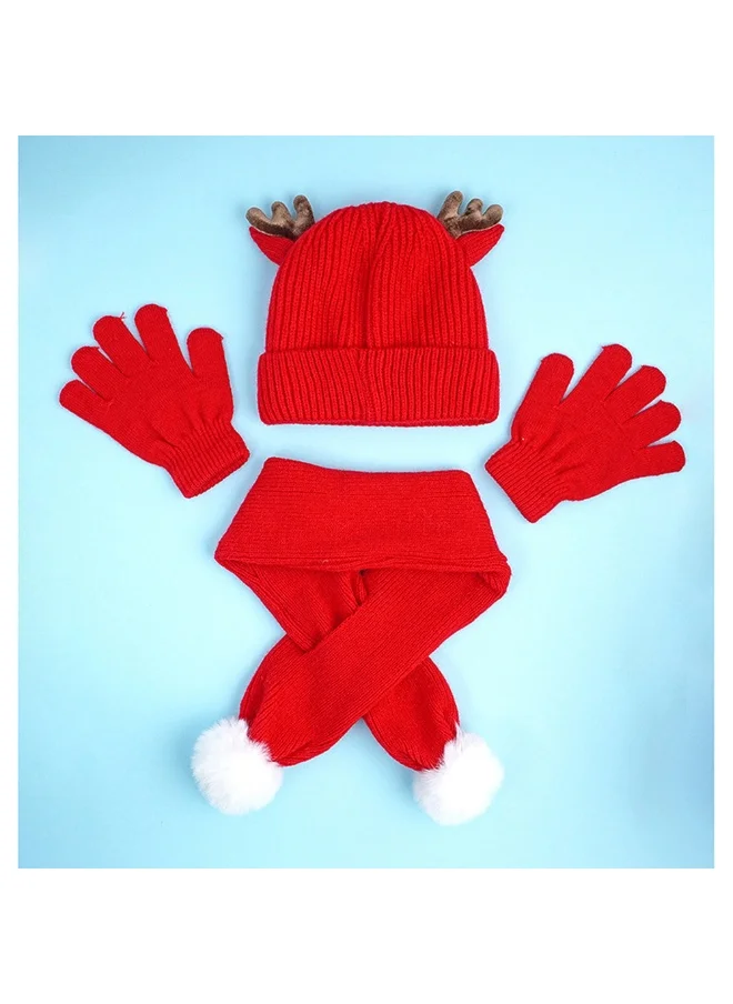 LITTLE SURPRISE BOX 3Pcs Christmas Themed Winter Cap Mufflers And Gloves