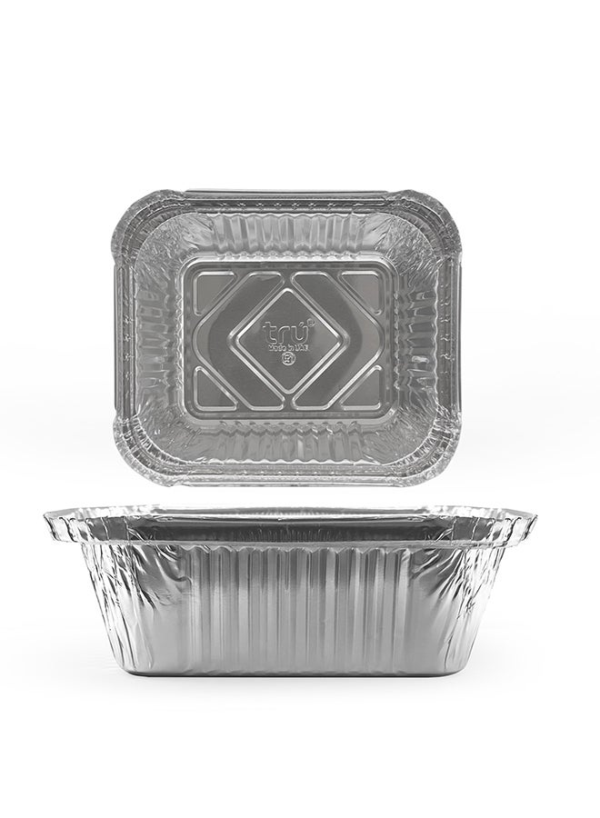 Tru Aluminum Containers with Lid 8342 10Pcs 420ml 12cmx15cmx4cm Silver - Image 3