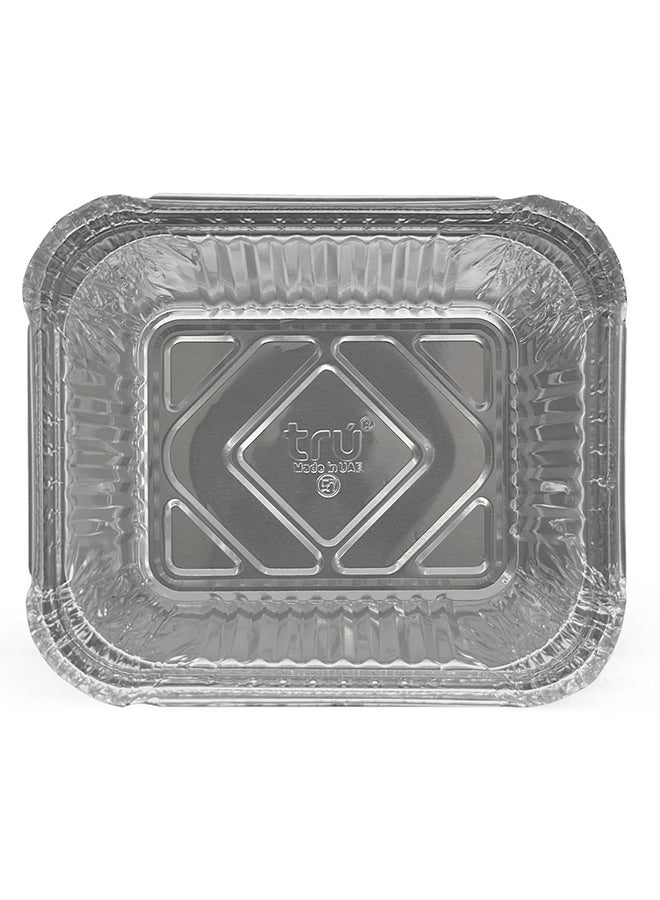 Tru Aluminum Containers with Lid 8342 10Pcs 420ml 12cmx15cmx4cm Silver - Image 2