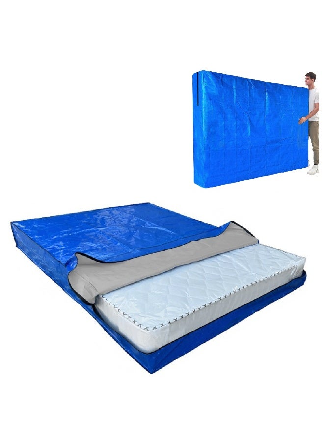 حقيبة نقل المراتب بسحاب – غطاء واقي للمراتب شديد التحمل للنقل والتخزين – يناسب المراتب المزدوجة/الكاملة/الكبيرة/الكبيرة جدًا – قابل لإعادة الاستخدام ومقاوم للماء، 1.8x2 م، أزرق، MAT-PY139-7 - Image 1