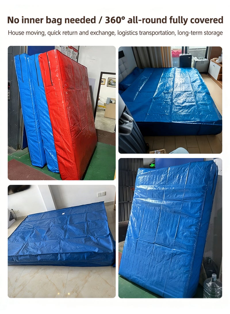 حقيبة نقل المراتب بسحاب – غطاء واقي للمراتب شديد التحمل للنقل والتخزين – يناسب المراتب المزدوجة/الكاملة/الكبيرة/الكبيرة جدًا – قابل لإعادة الاستخدام ومقاوم للماء، 1.8x2 م، أزرق، MAT-PY139-7 - Image 5