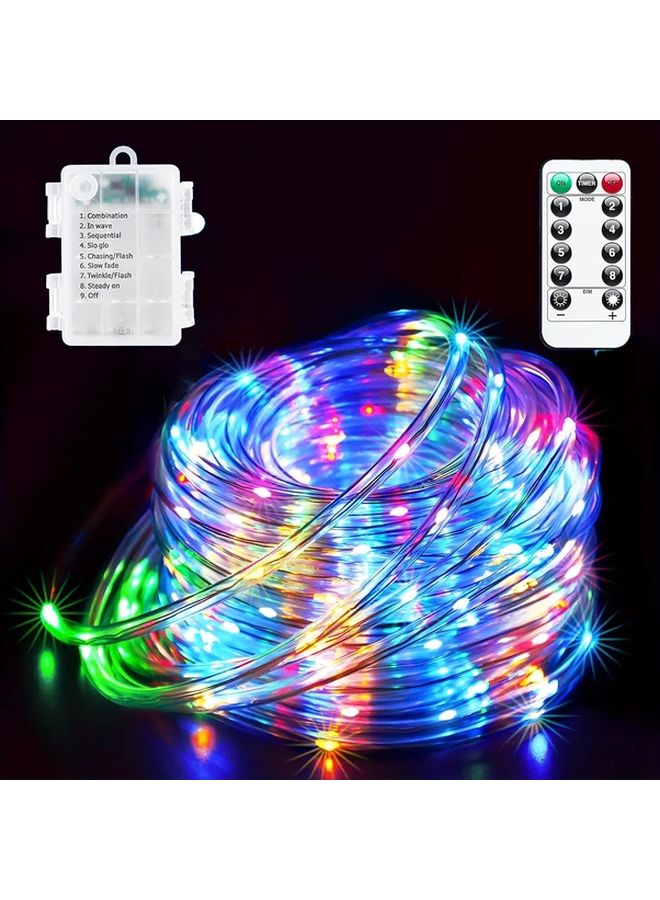 أبيض 100 LED 393.7 بوصة تحكم عن بعد أضواء خرطوم الحديقة الخارجية 8 أوضاع - Image 1
