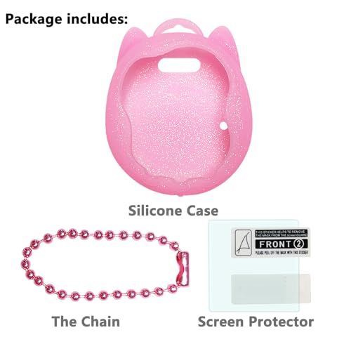 JCHPINE Silicone Case Replacement for Tamagotchi Uni, Screen Protector for Tamagotchi Uni Band Pet Accessories (Pink Silicone Case and Screen Film) - Image 2