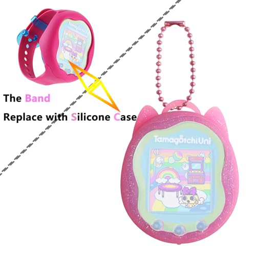 JCHPINE Silicone Case Replacement for Tamagotchi Uni, Screen Protector for Tamagotchi Uni Band Pet Accessories (Pink Silicone Case and Screen Film) - Image 4