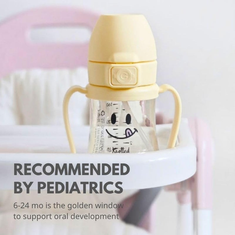 GROSMIMI x KNOTTED Flip Top Spill Proof Sippy Cup, PPSU, BPA Free, Stage 2 Straw for Toddlers (Smile 6oz) - Image 3