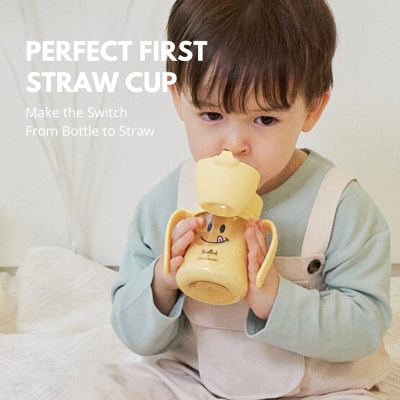 GROSMIMI x KNOTTED Flip Top Spill Proof Sippy Cup, PPSU, BPA Free, Stage 2 Straw for Toddlers (Smile 6oz) - Image 2