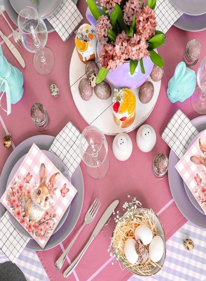 Luktastic Spring Napkins, 50 Pcs Floral Bunny Paper Napkins, Pink Spring Flower Cocktail Napkin Disposable Luncheon Decorative Dinner Hand Decaupage Napkin for Outdoor Picnic Birthday Party Supplies Decorations - Image 5