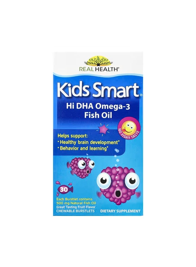 Kids Smart, Hi DHA-Omega 3 Fish Oil, Fruit, 30 Chewable Burstlets
