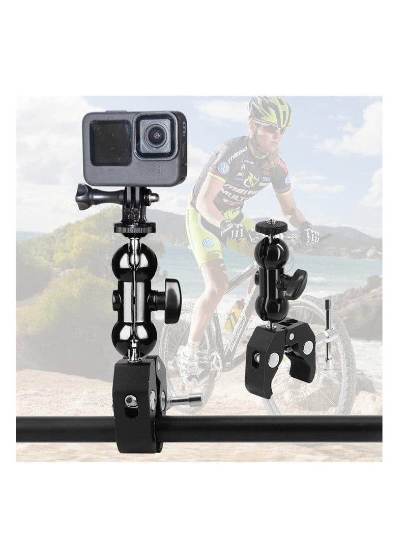 ماركة غير محددة Camera Clamp, Magic Arm, Double Ball Head Adapter, for Canon Nikon DSLR Camera/for Gopro/LED Lights (Black)  - Image 5