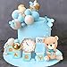 DRWATE Bear Cake Toppers Mini Bear Cake Decorations Blue Letter Cake Toppers Gold Blue White Pearl Ball for Bear Theme Birthday Supplies Blue Baby - Image 3