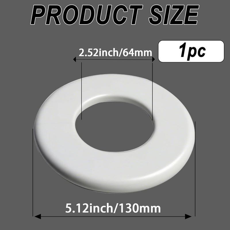 CAcoverVA 1 Pack Wall Split Flange for 2.52 Inch/64mm OD Pipe ABS Escutcheon Plate Self-Adhesive Round Plumbing Cover Plates for Water Pipe Faucet Decoration, White - Image 1