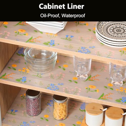 INNOLITES Shelf Liners for Kitchen Cabinets Non-Adhesive Drawer Liner with Floral, Waterproof Durable Easy to Clean, for Refrigerator, Shelves (Colorful Floral, 11.8" x 360") - Image 2