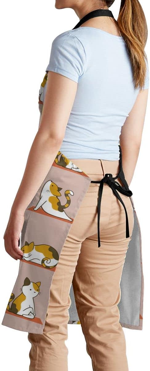 Wisedeal Cat and Dogs Animals Adjustable Bib Neck Chef Aprons Kitchen Bbq Waterproof Apron with 2 Pockets For Mom Dad - Image 4