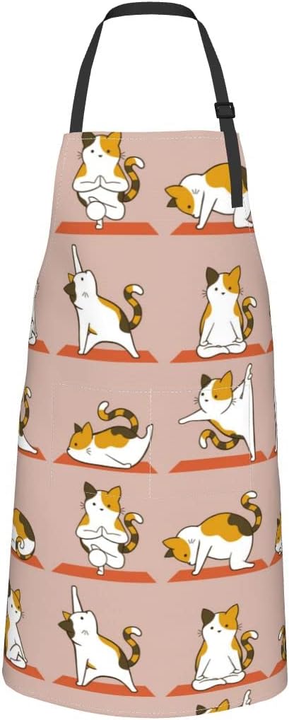 Wisedeal Cat and Dogs Animals Adjustable Bib Neck Chef Aprons Kitchen Bbq Waterproof Apron with 2 Pockets For Mom Dad - Image 1