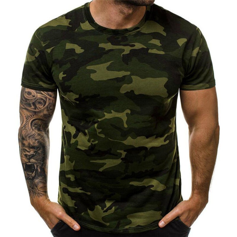 Men'S Fashion 3D Printing Camouflage Trendy Short-Sleeved T-Shirt Summer Men'S Clothing - Image 1