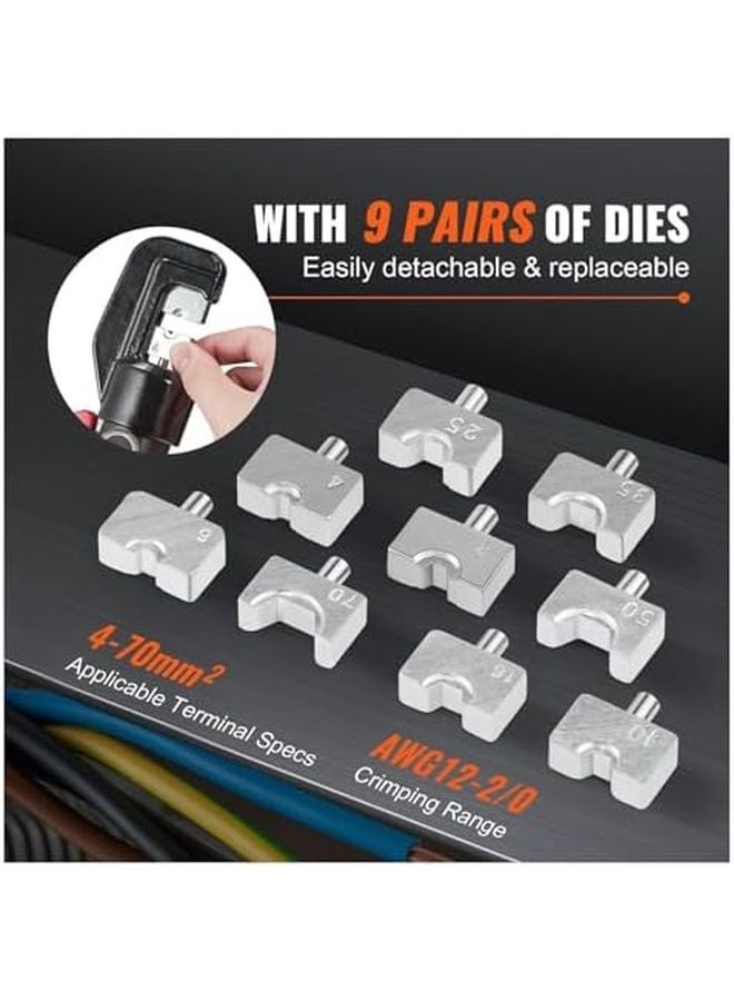 Hydraulic Crimping Tool 9 Die Set for AWG 12 2 0 Cable Crimper - Image 3