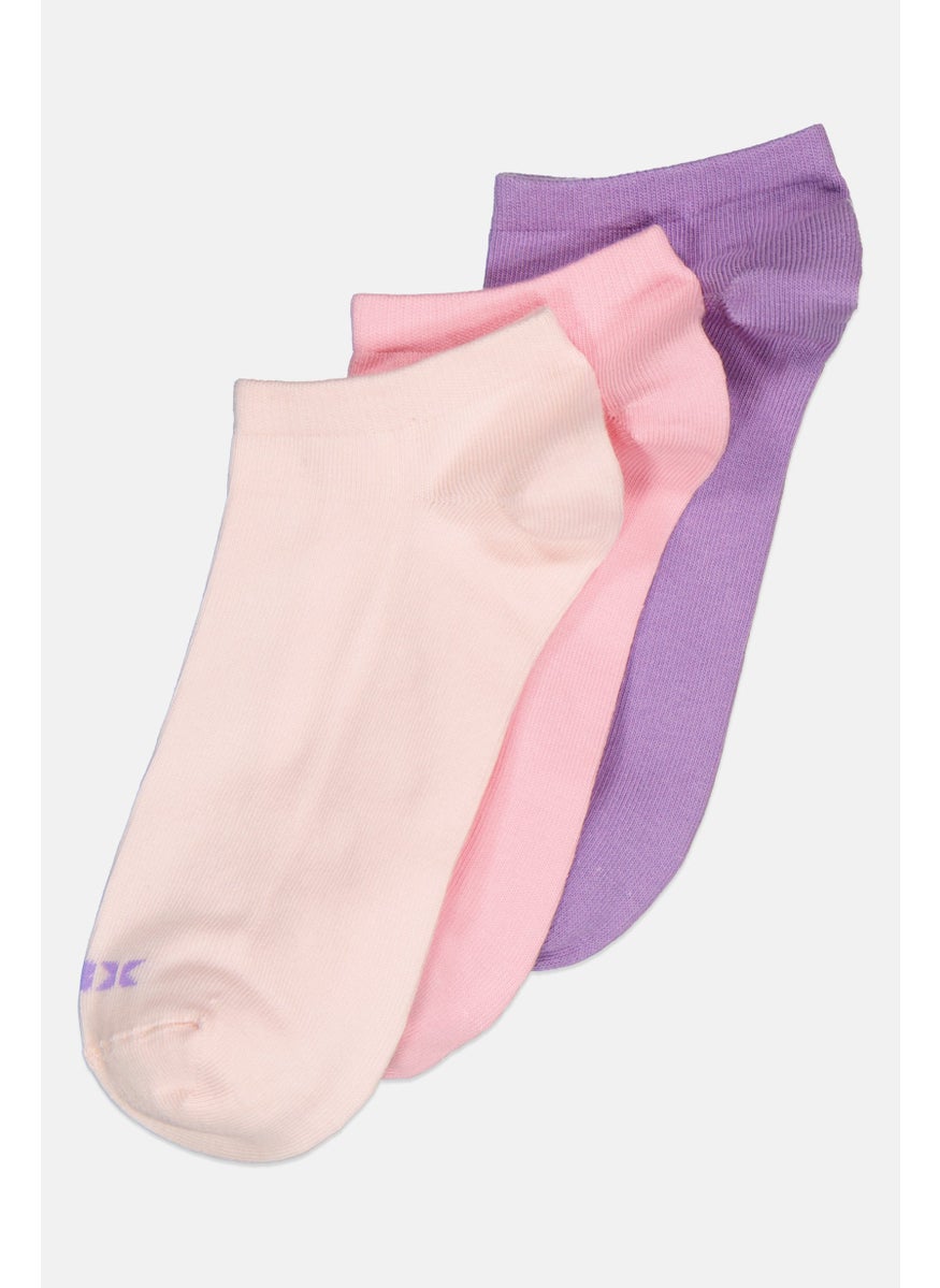 RBX - Women 3 Pairs Non Terry Ankle Socks, Pink - Image 1