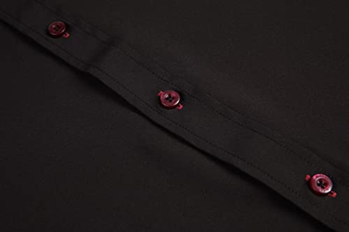 Alex Vando Mens Dress Shirt Wrinkle Free Regular Fit 4-Way Stretch Button Down Shirts,Black,S - Image 4