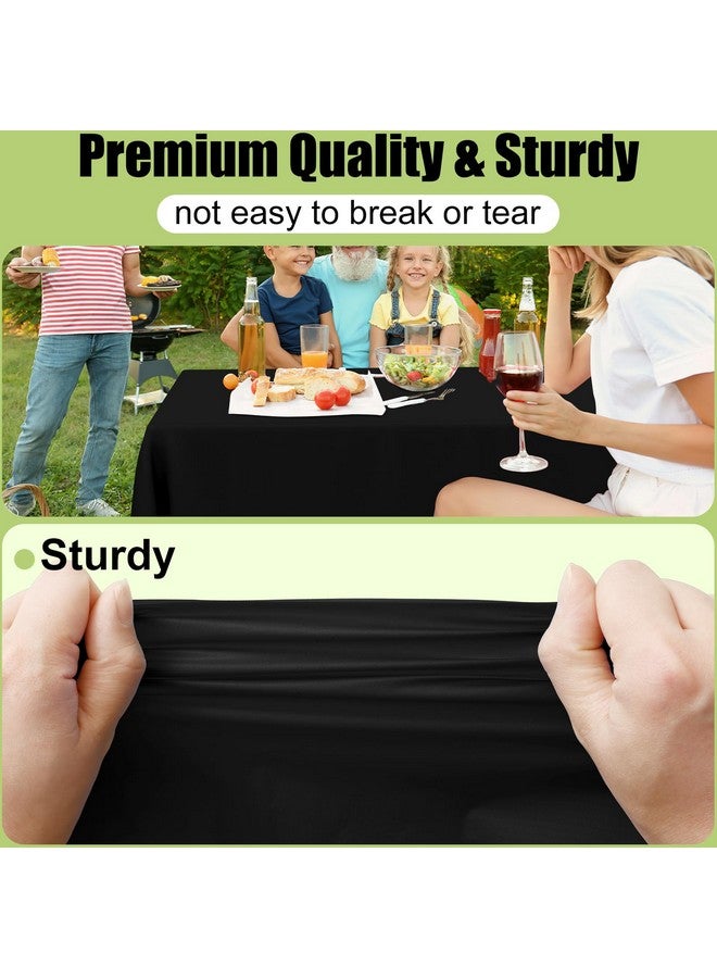 Smiry Disposable Table Cloth - 6 Pack, 54 x 108 Inch Waterproof Rectangle Tablecloths for Parties, Decorative Plastic Table Cover, Leakproof & Sturdy, Black - Image 2