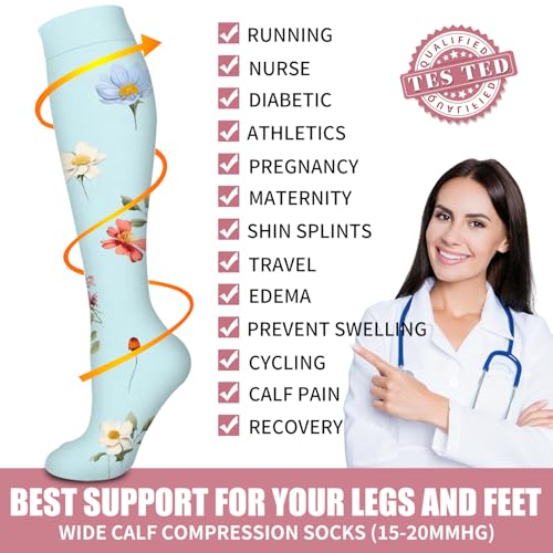 Bluemaple Compression Socks for Women & Men Circulation (6 Pairs) 15-20 mmHg is Best Support for Athletic Running Cycling - Image 5