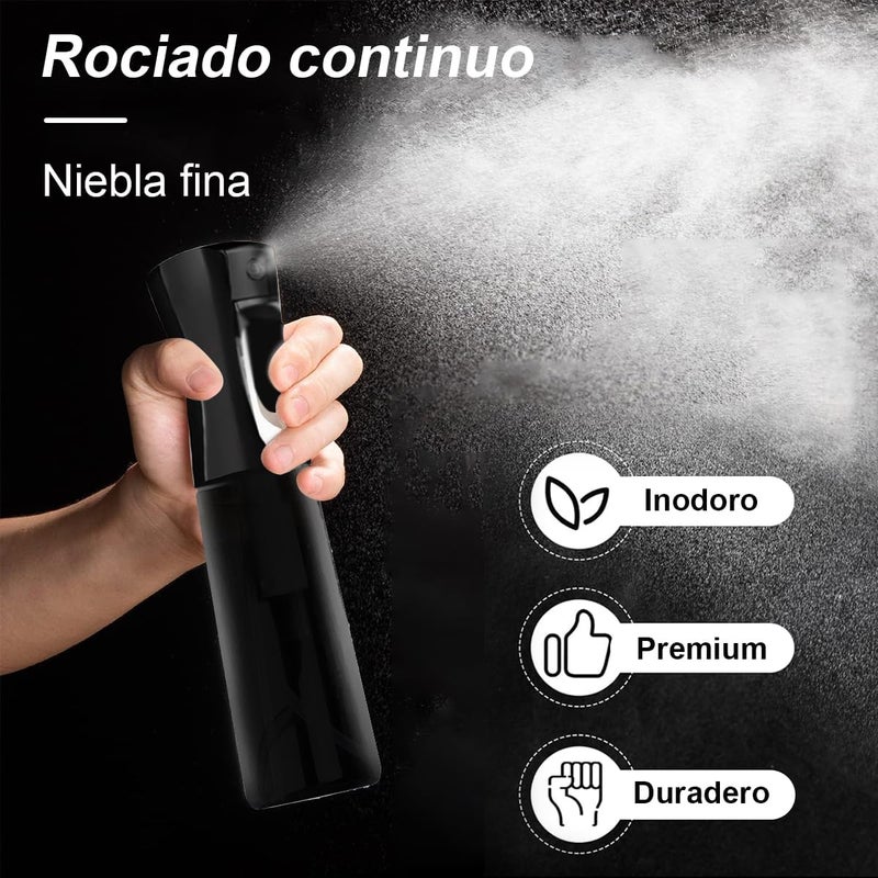SUROQUE 300 ml Fine Black Mist Spray Bottle - Continuous Spraying for Hair, Plants, Cleaning - Multi-Purpose Water & Alcohol Sprayer - Image 2