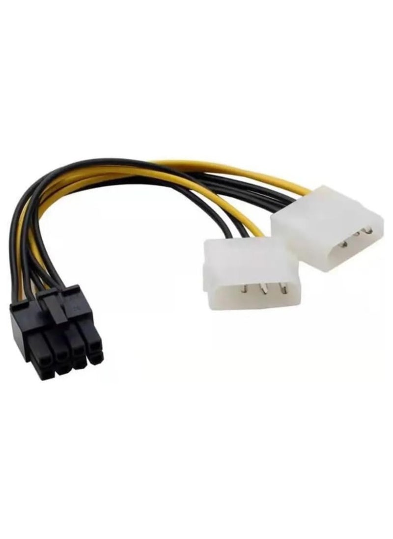 بيعتكلها Y الخائن 8 دبوس PCIe ذكر إلى موليكس المزدوج 4 دبوس ذكر 18 سنتيمتر 8 دبوس PCI Express إلى ثنائي 4 دبوس موليكس بطاقة الفيديو سلك الطاقة  - Image 1