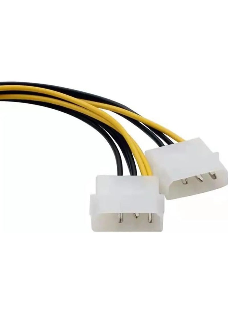بيعتكلها Y الخائن 8 دبوس PCIe ذكر إلى موليكس المزدوج 4 دبوس ذكر 18 سنتيمتر 8 دبوس PCI Express إلى ثنائي 4 دبوس موليكس بطاقة الفيديو سلك الطاقة  - Image 3