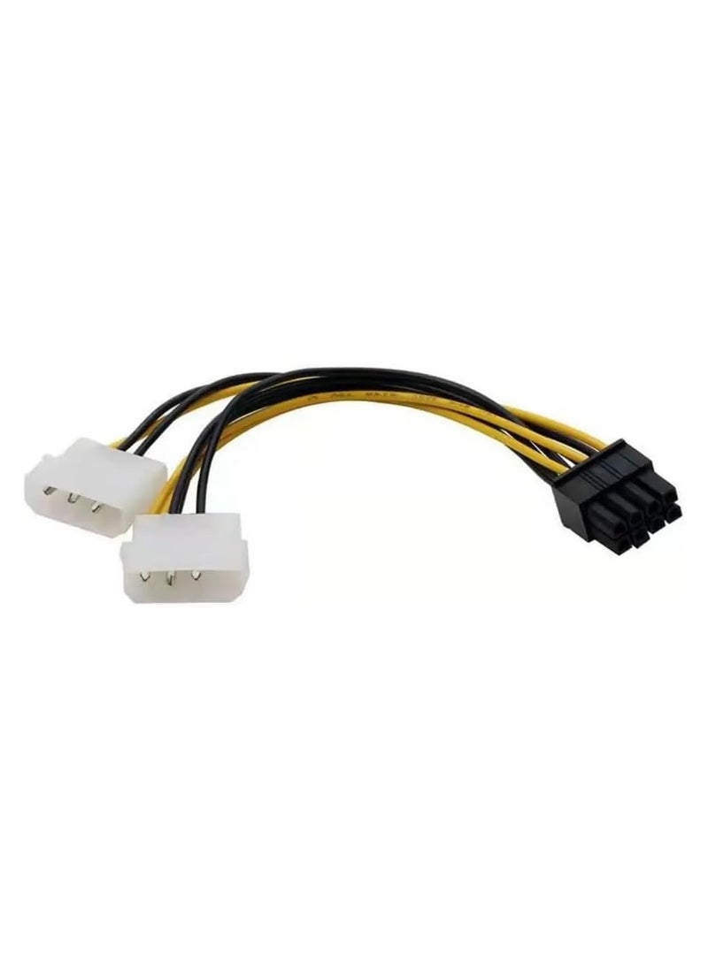 بيعتكلها Y الخائن 8 دبوس PCIe ذكر إلى موليكس المزدوج 4 دبوس ذكر 18 سنتيمتر 8 دبوس PCI Express إلى ثنائي 4 دبوس موليكس بطاقة الفيديو سلك الطاقة  - Image 4