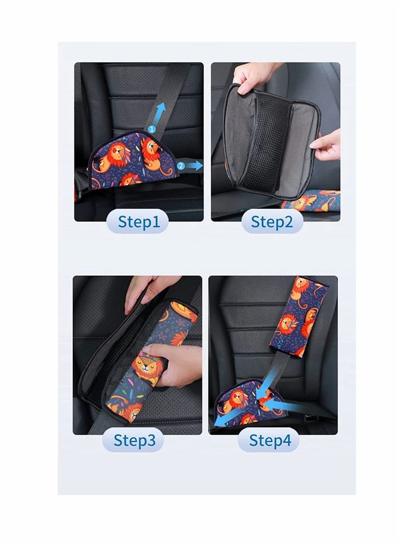 KASTWAVE - Car Seat Belt Adjuster Seat Belt Pad Cover for Baby Child Neck Safety Shoulder Positioner Shoulder Pad Kit Neck Support Headrest Seatbelt Pillow Cover & Seatbelt Adjuster for Child, Set of 2 - Image 1