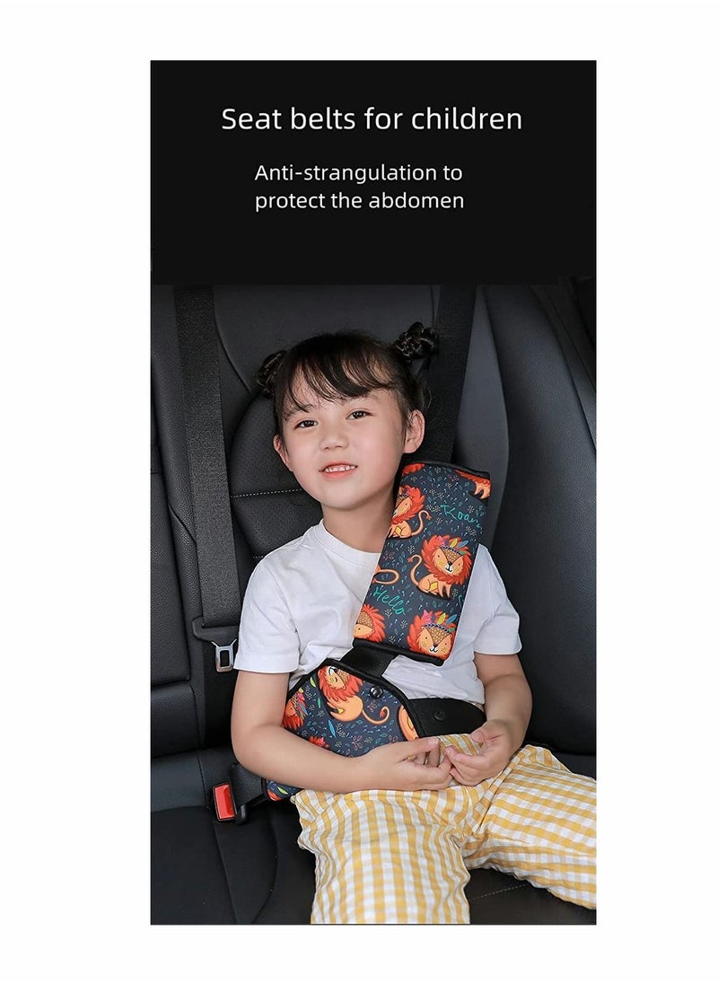 KASTWAVE - Car Seat Belt Adjuster Seat Belt Pad Cover for Baby Child Neck Safety Shoulder Positioner Shoulder Pad Kit Neck Support Headrest Seatbelt Pillow Cover & Seatbelt Adjuster for Child, Set of 2 - Image 1