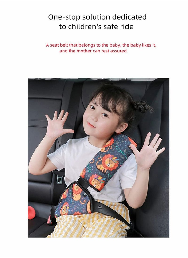 KASTWAVE - Car Seat Belt Adjuster Seat Belt Pad Cover for Baby Child Neck Safety Shoulder Positioner Shoulder Pad Kit Neck Support Headrest Seatbelt Pillow Cover & Seatbelt Adjuster for Child, Set of 2 - Image 1