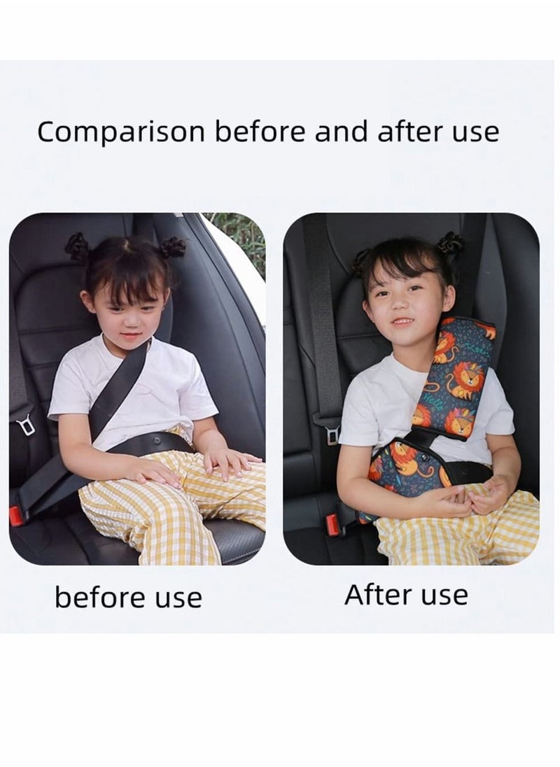 KASTWAVE - Car Seat Belt Adjuster Seat Belt Pad Cover for Baby Child Neck Safety Shoulder Positioner Shoulder Pad Kit Neck Support Headrest Seatbelt Pillow Cover & Seatbelt Adjuster for Child, Set of 2 - Image 1