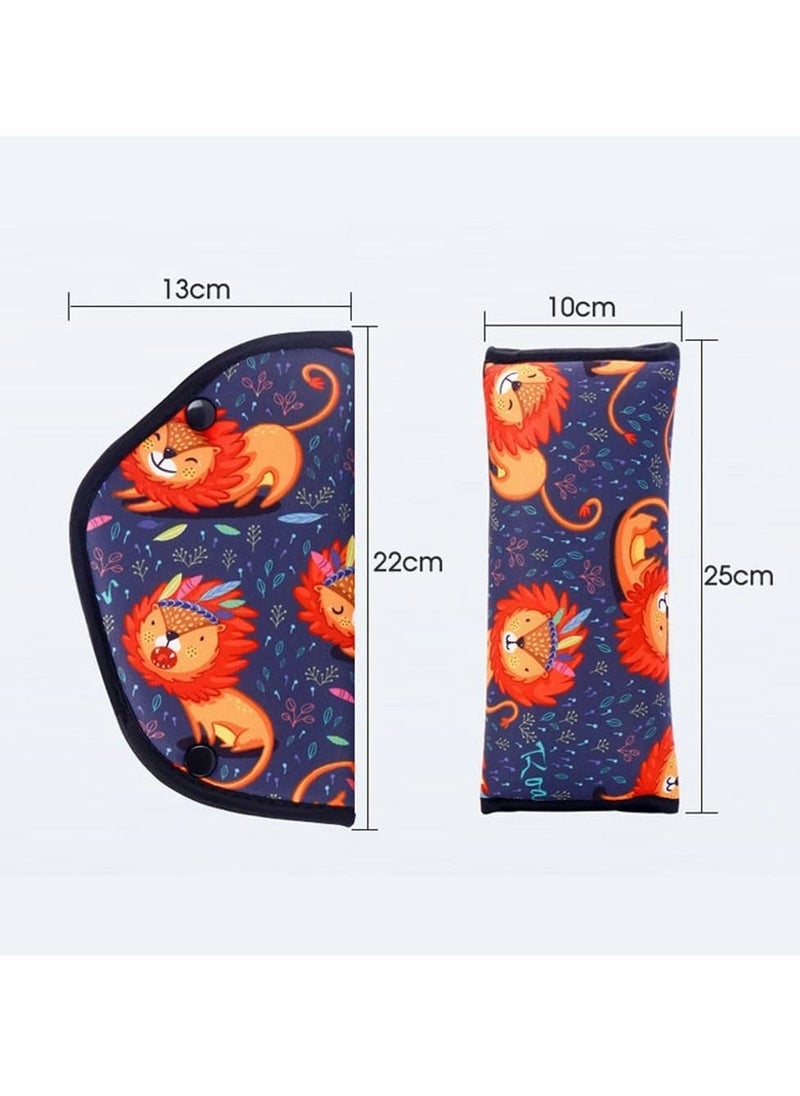 KASTWAVE - Car Seat Belt Adjuster Seat Belt Pad Cover for Baby Child Neck Safety Shoulder Positioner Shoulder Pad Kit Neck Support Headrest Seatbelt Pillow Cover & Seatbelt Adjuster for Child, Set of 2 - Image 1