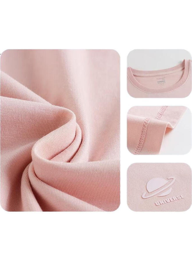 Threegun Kids' Cool Ice Spring Cotton Anti-Mite Antibacterial Round Neck Short Sleeve T-Shirt Pink 130 - Image 3