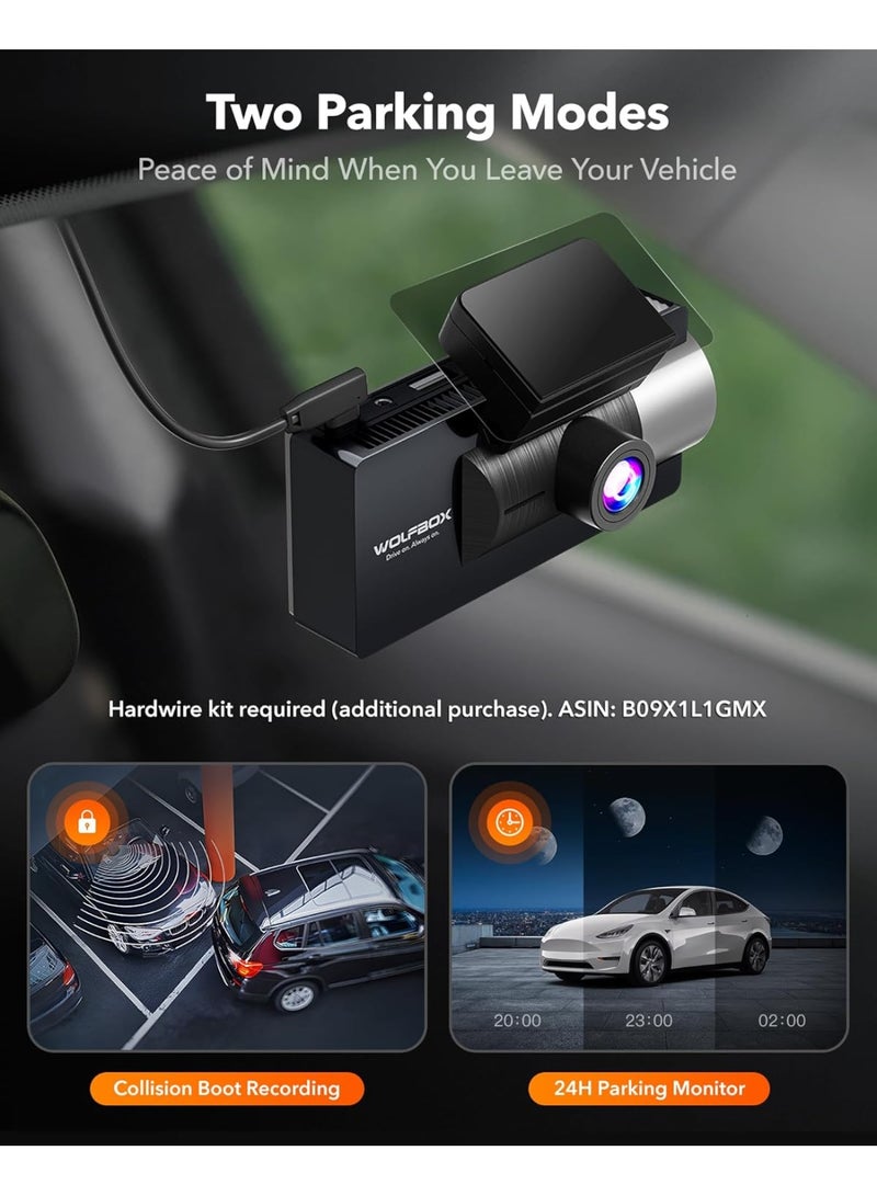 وولف بوكس داش كام وولف بوكس i17 أمامية 4K + خلفية 1080P مع GPS وWiFi - Image 5