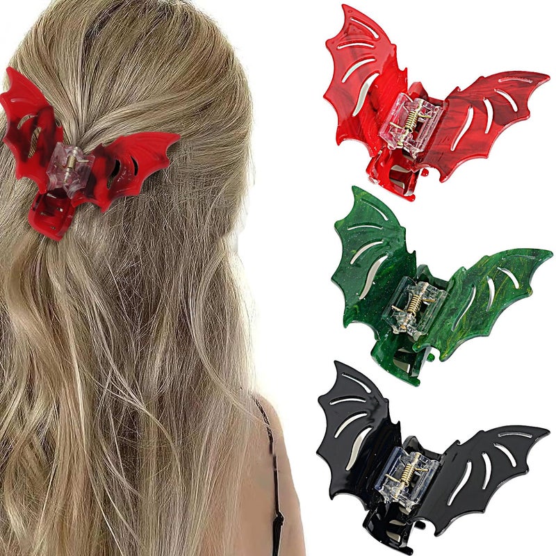 3 Pieces Halloween Bat Claw Clips Gothic Horror Hair Clips Halloween Spooky Hairpin for Costume Cosplay Hair Barrettes Gift